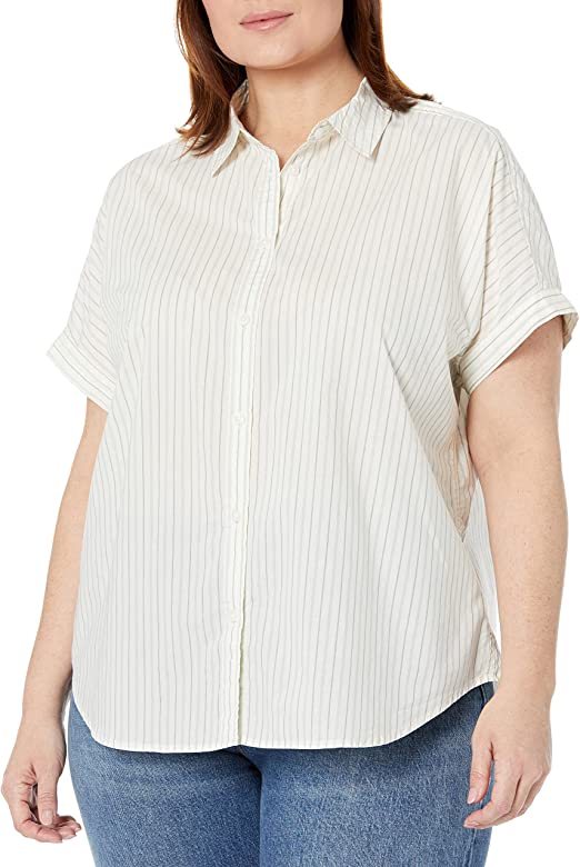 Photo 1 of Amazon Brand - Goodthreads Women's Oversized Lightweight Cotton Short-Sleeve Shirt

