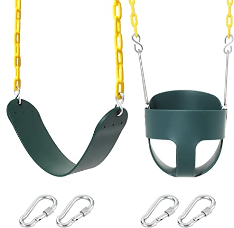 Photo 1 of Green Swing Set - Toddler High Back Full Bucket Swing - Heavy Duty Swing Seat - Swing Set Accessories

