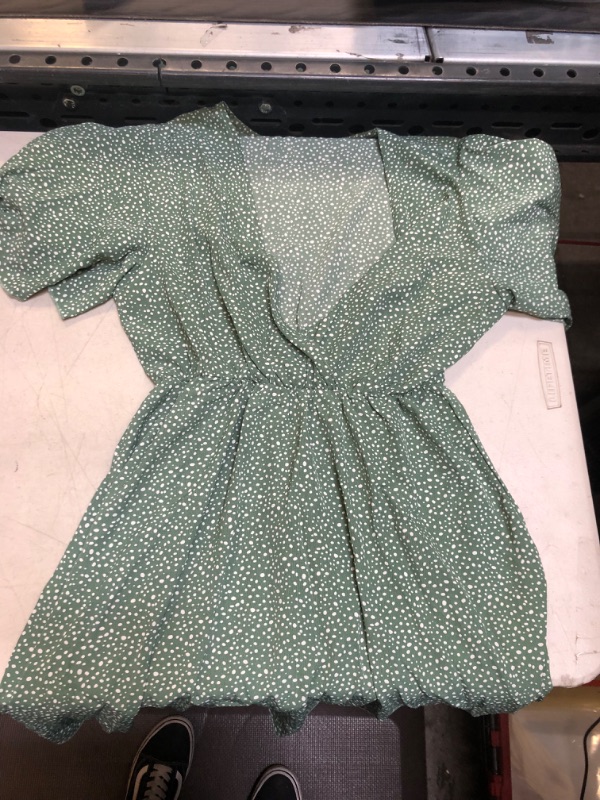 Photo 1 of Green Polka Dot Deep V-Neck Dress M