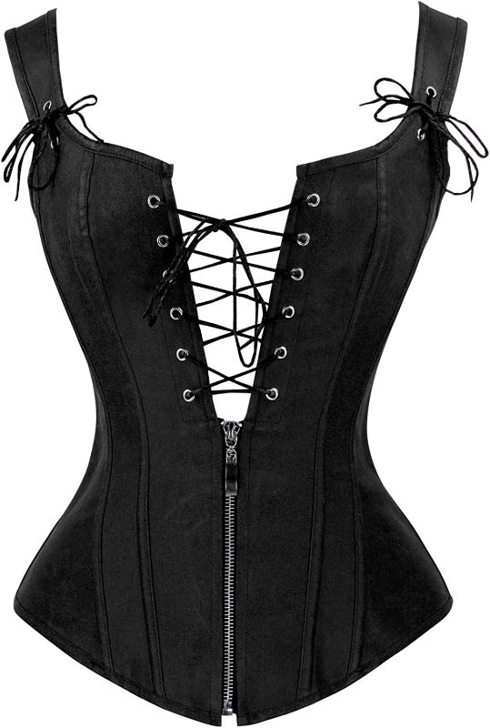 Photo 1 of Charmian Women's Renaissance Lace Up Vintage Boned Bustier Corset with Garters
