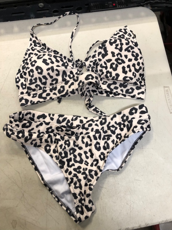 Photo 2 of BMJL Women's Cheetah Bikini Set High Cut Adjustable Tie Bathing Suit Cutout Two Piece Swimsuit Swimwear L

