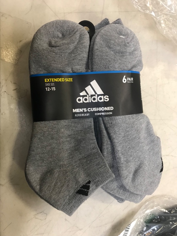 Photo 2 of adidas mens Athletic Cushioned Low Cut Socks (6-pair) Heather Grey/Black X-Large