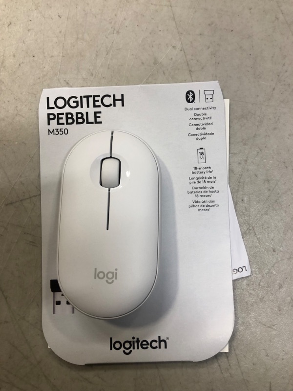 Photo 2 of Logitech Pebble Wireless Mouse with Bluetooth or 2.4 GHz Receiver, Silent, Slim Computer Mouse with Quiet Clicks, for Laptop/Notebook/iPad/PC/Mac/Chromebook - Off White Off White Mouse