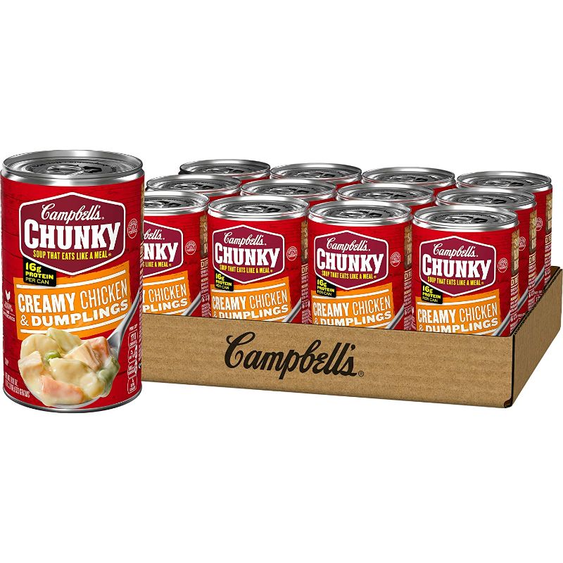 Photo 1 of 
Campbell's Chunky Soup, Creamy Chicken and Dumplings Soup, 18.8 Oz Can 11CANS 
EXP:FEB/28/2024