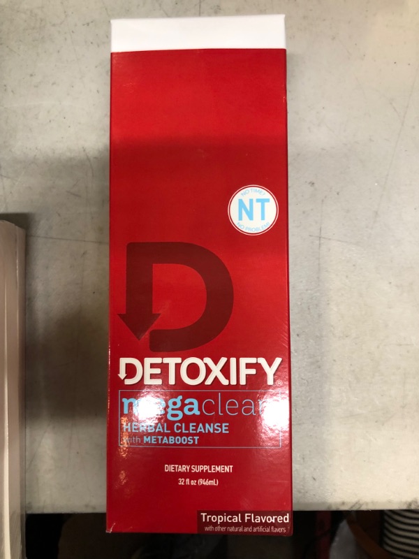 Photo 3 of Detoxify – Mega Clean NT Herbal Cleanse – Tropical – 32 oz – Professionally Formulated Herbal Detox Drink – Enhanced with MetaBoost Eliminating Need for PreCleanse – Plus Sticker ---- EXP 09/17/2023
+++FACTORY SEALED+++