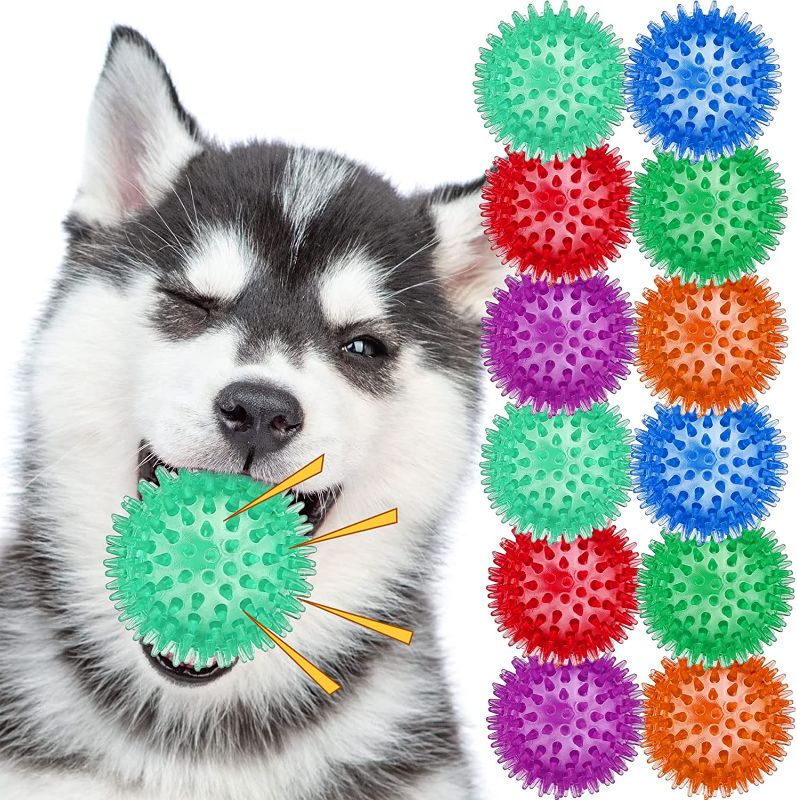 Photo 1 of 12 Pcs 3.5 Inch Christmas Squeaky Dog Toy Balls Spiky Dog Ball for Dogs Aggressive Chewers Dog Rubber Ball Multicolor Puppy Spiky Chew Toys Ball for Small Medium Pets Clean Teeth and Training
