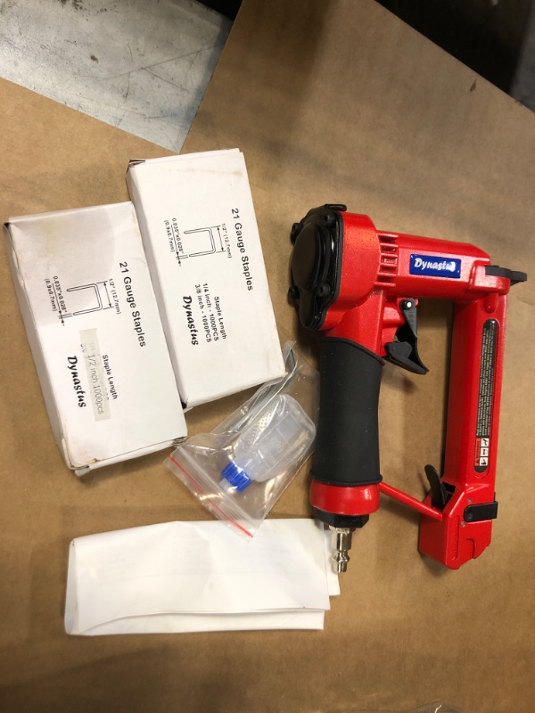 Photo 2 of Pneumatic Upholstery Staple Gun, 21 Gauge 1/2" Wide Crown Air Stapler Kit, by 1/4-Inch to 5/8-Inch, 1/4-Inch to 5/8-Inch, with 3000 Staples