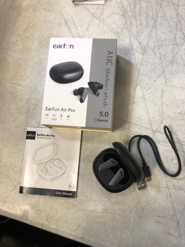 Photo 2 of Active Noise Cancelling Wireless Earbuds, EarFun® Air Pro Hybrid ANC Bluetooth Earbuds, 6 Mics ENC Clear Call Earphones, Stereo Deep Bass, 32H Playtime with USB-C Fast Charge, Ambient Mode for Office Black