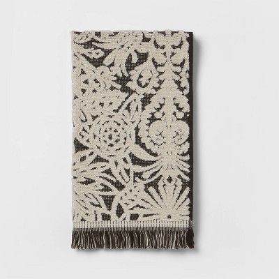 Photo 1 of 1pc Allover Pattern Hand Towel Black/Khaki - Opalhouse 