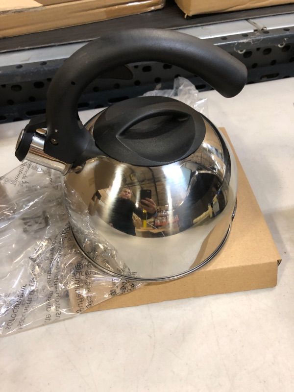 Photo 3 of Amazon Basics Stainless Steel Tea Kettle, 2.0-Quart, Silver