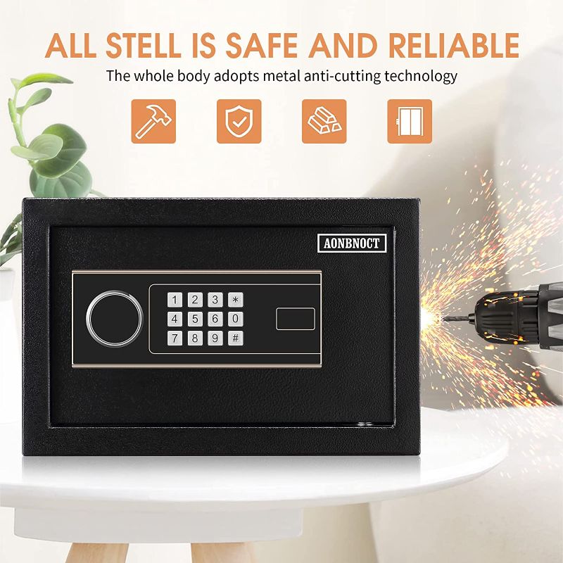 Photo 1 of 0.5 Cubic Fire Resistant Safe Box with Combination Lock, Security Home Safe with Digital Keypad Key, Lock Safe for Money Pistols Ammunition Medicines Documents