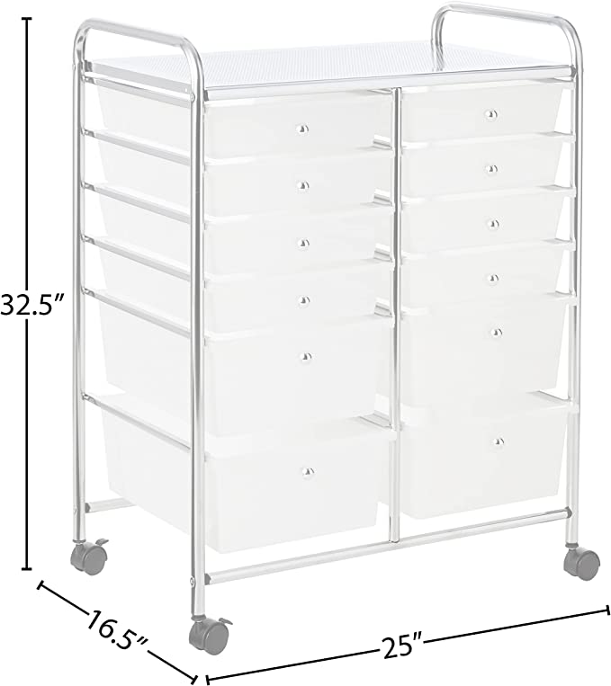 Photo 2 of Whitmor Chrome and Plastic 12-Drawer Storage Cart  * 15.35"D x 24.8"W x 31.88"H

