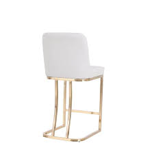 Photo 1 of 24 in. Beige Counter Height Bar Stool Metal Frame Cushioned Seat 