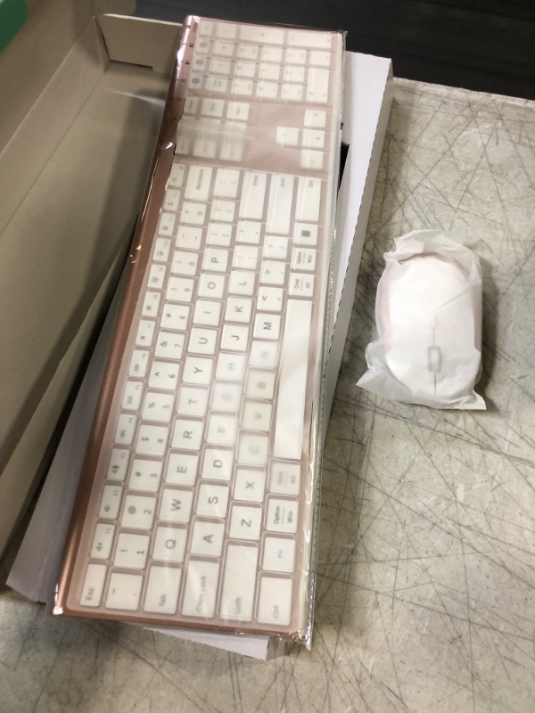 Photo 2 of TechGround Bluetooth Keyboard and Mouse, Multi-Device Wireless Keyboard and Mouse Combo, Rechargeable Dual-Mode(Bluetooth 4.0 + USB) Keyboard Mouse, for Windows/ Mac OS/ iOS/ Android (Rose Gold)