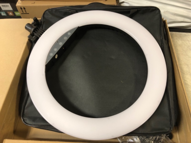 Photo 3 of 18 inch RGB Ring Light Kit AMAZKER LED with Stand and Phone iPad Holder 25 Color Modes 3000-6000K Dimmable 10 Brightness Level Up to 5000 Lux Circle Light for Live Stream/Makeup/YouTube/Vlog/Tiktok 18 in RGB Ring Light Kit