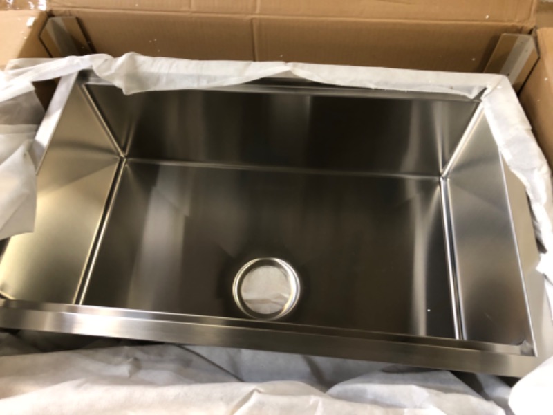 Photo 4 of 28 Kitchen Sink Undermount - Sarlai 28 Inch Stainless Steel Kitchen Sink Undermount Ledge Workstation Deep Single Bowl 16 Gauge R10 Tight Radius Stainless Steel Kitchen Sink Basin
