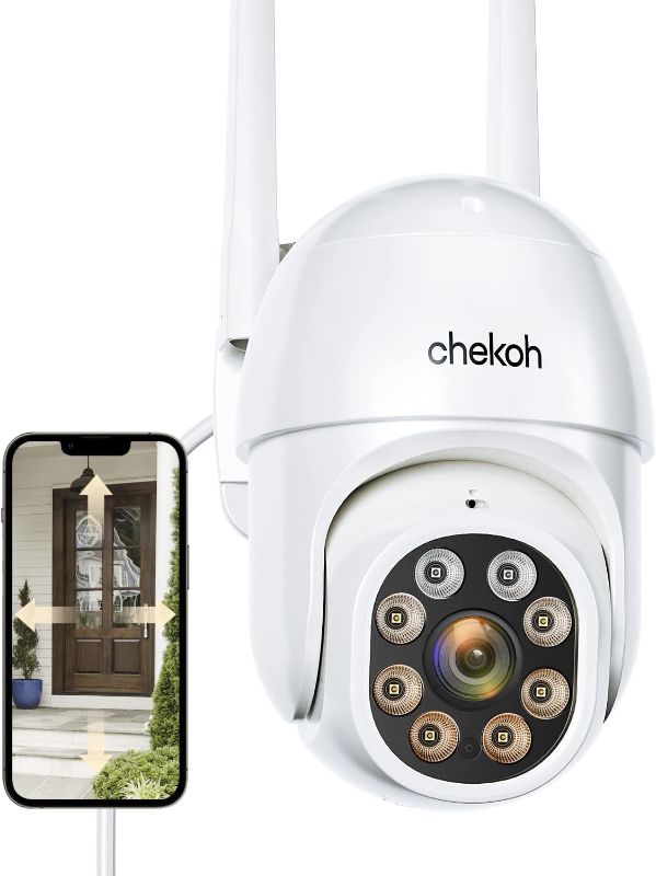 Photo 1 of 2K Security Cameras Outdoor - 3MP Color Night Vision Wireless WiFi Home Video Surveillance Pan & Tilt 360° View with Motion Detection Auto Tracking Smart Alerts, 2-Way Audio, IP66 Weatherproof
