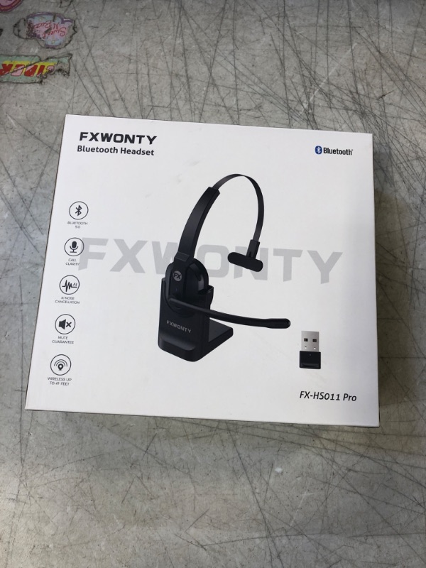 Photo 3 of FXWONTY Wireless Headset, Bluetooth Headset with AI Noise Cancelling Microphone & Charging Base, 50Hrs Bluetooth 5.0 Headphones with USB for PC/Remote Work/Call Center/Online Class/Trucker/Zoom/Skype FX-HS011 Pro