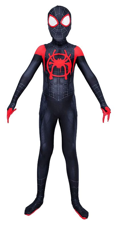 Photo 1 of  Kids Spandex Zentai Bodysuit Superhero Halloween Cosplay Costume, Black/Red, Child-XL(Height: 55-60 inches)