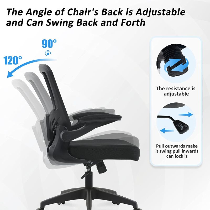 Photo 4 of FelixKing Office Chair, Ergonomic Desk Chair with Adjustable Height and Lumbar Support Swivel Lumbar Support Desk Computer Chair with Flip up Armrests for Conference Room (Black)
