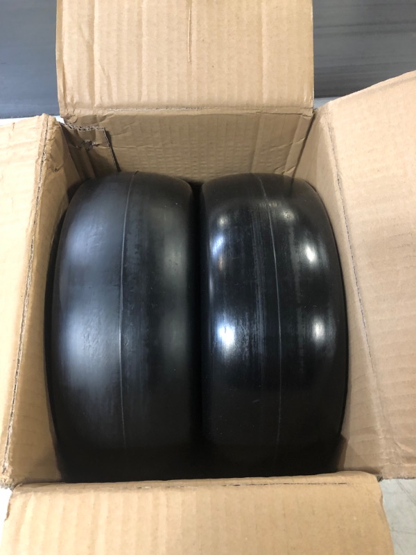 Photo 3 of 2 PCS 11x4.00-5" Flat Free Lawn Mower Tire on Wheel, 3/4" or 5/8" Bushing, 3.4"-4"-4.5 -5" Centered Hub, Universal Fit Smooth Tread Tire for Zero Turn Lawn Mowers, with Universal Adapter Kit