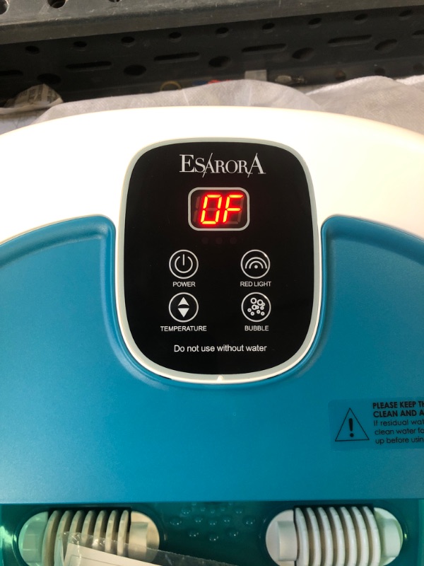 Photo 4 of Foot Spa, ESARORA Foot Bath Massager with Heat, Bubbles, Pumice Stone, Medicine Box, Temperature Control, Red Light, Ergonomic Massage Rollers and Acupressure Massage Points, Soothe & Relax Tired Feet Lake Green