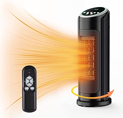 Photo 1 of 16.9" Space Heater for Indoor Use, 1500W Portable Fast Heating Ceramic Electric Heater with Thermostat, Remote, 12H Timer, Overheat Protection, Oscillating Portable Heater for Office, Bedroom, Indoors
