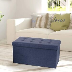 Photo 1 of  Classics Foldable Tufted Storage Bench Ottoman, Midnight Blue