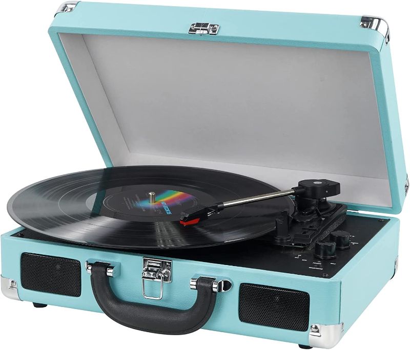 Photo 1 of Vinyl Record Player Wireless Turntable Bluetooth 3-Speed Portable Vintage Suitcase with Built-in Speakers, Includes Extra Stylus/RCA Out/AUX IN
