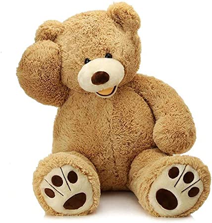 Photo 1 of Giant Teddy Bear with Big Footprints Plush Stuffed Animals Light Brown 39 inches