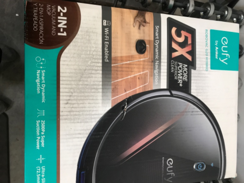 Photo 1 of eufy by Anker, RoboVac G20 Hybrid, Robot Vacuum, Dynamic Navigation, 2500 Pa Strong Suction, 2-in-1 Vacuum and Mop, Ultra-Slim, Quiet, Compatible with Alexa, Ideal for Hard Floors and Pet Hair
