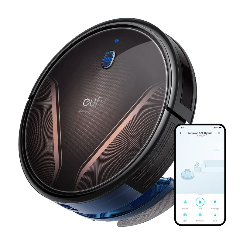 Photo 1 of eufy by Anker, RoboVac G20 Hybrid, Robot Vacuum, Dynamic Navigation, 2500 Pa Strong Suction, 2-in-1 Vacuum and Mop, Ultra-Slim, Quiet, Compatible with Alexa, Ideal for Hard Floors and Pet Hair
