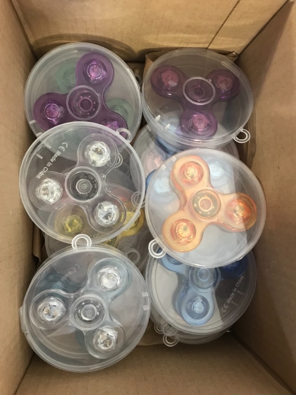Photo 2 of Fidget Spinners 16 Pack, Easter Gifts Party Favors Led Light Up Fidget Toys for Kids, Bulk Goodie Bag Stuffers Fidget Packs, Glow in The Dark Party Supplies, Birthday Classroom Prizes Return Gifts