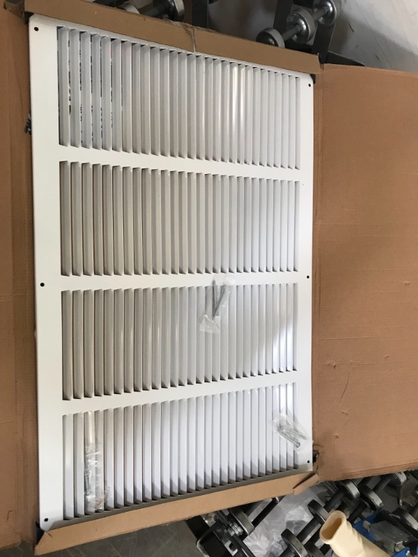 Photo 2 of 24"w X 14"h Steel Return Air Grilles - Sidewall and Ceiling - HVAC Duct Cover - White [Outer Dimensions: 25.75"w X 15.75"h] 24 X 14 White