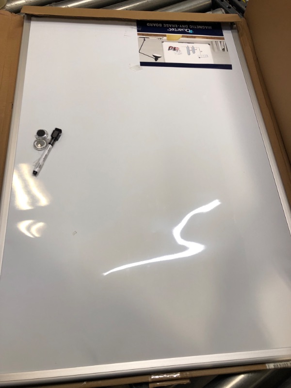 Photo 2 of Quartet Magnetic Whiteboard, 2' x 3' White Boards, Dry Erase Board Includes One Quartet dry erase marker & Marker Tray, Home Office Accessories, Euro Style Aluminum Frame (UKTE2436-ECR)