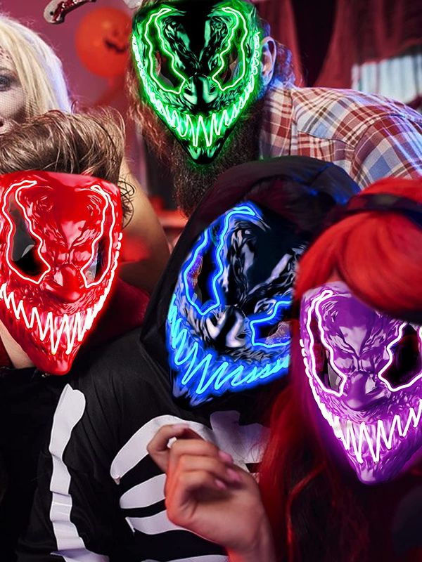 Photo 1 of 4 Pack Venobat Halloween LED Light Up Mask for Purge Costume Party Kids Adults