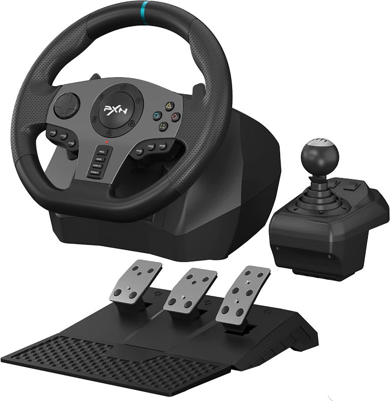 Photo 1 of PXN V9 Steering Wheel, shifter and pedals for PlayStation 3, 4, Xbox One, PC, Nintendo Switch
