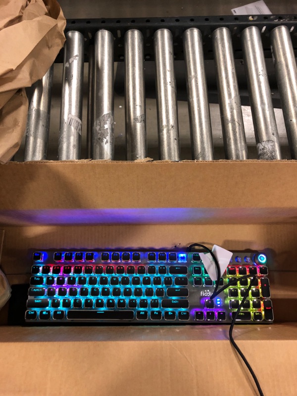 Photo 3 of Fiodio Mechanical Gaming Keyboard, LED Rainbow Gaming Backlit, 104 Anti-ghosting Keys, Quick-Response Black Switches, Multimedia Control for PC and Desktop Computer, with Removable Hand Rest
