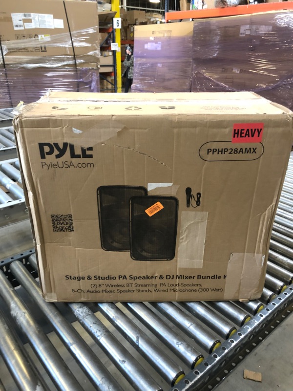 Photo 6 of Pyle PA Speaker DJ Mixer Bundle - 300 W Portable Wireless Bluetooth Sound System **ITEM TURNS ON, BUT DOES NOT SYNCH** 