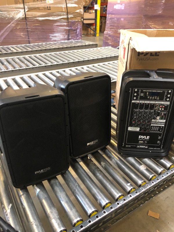 Photo 3 of Pyle PA Speaker DJ Mixer Bundle - 300 W Portable Wireless Bluetooth Sound System **ITEM TURNS ON, BUT DOES NOT SYNCH** 