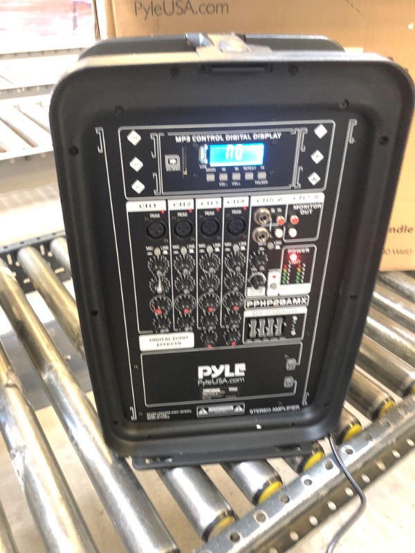 Photo 4 of Pyle PA Speaker DJ Mixer Bundle - 300 W Portable Wireless Bluetooth Sound System **ITEM TURNS ON, BUT DOES NOT SYNCH** 