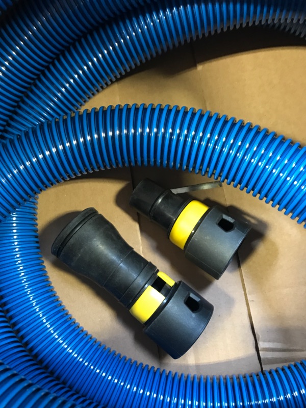 Photo 3 of  Heavy-Duty Shop Vacuum Hose – Blue Dust Collector  Polymer Dust Collection Hose w/ Swiveling Ports Prevent Twisting & Tangling - Dust Collectors for Woodworking
