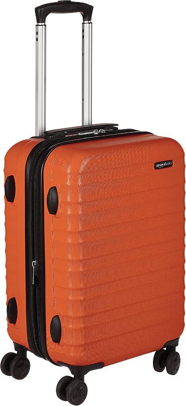 Photo 1 of Amazon Basics 21-Inch Hardside Spinner, Orange
USED. STRATCHES AND OTHER MINOR MARKS ON OUTER CASE. 