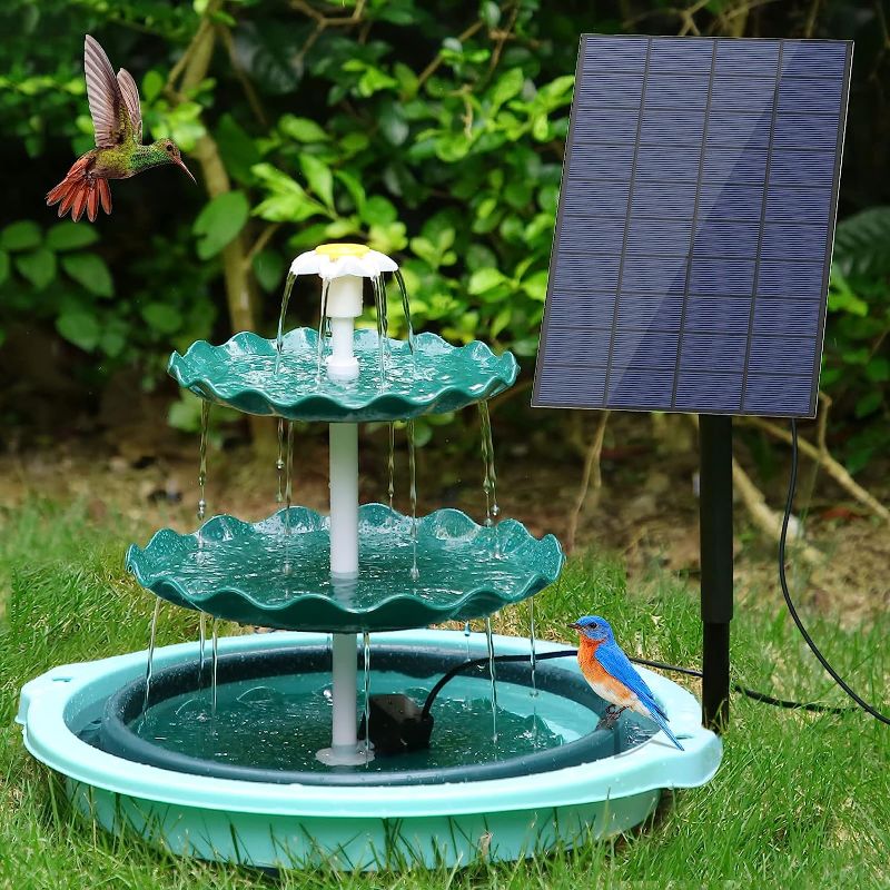 Photo 1 of AISITIN 7W Solar Bird Bath Fountain Set, Upgraded DIY Solar Fountain Detachable Collapsible Water Basin for Bird Bath, Garden Decoration, Outdoor Bird Feeder
