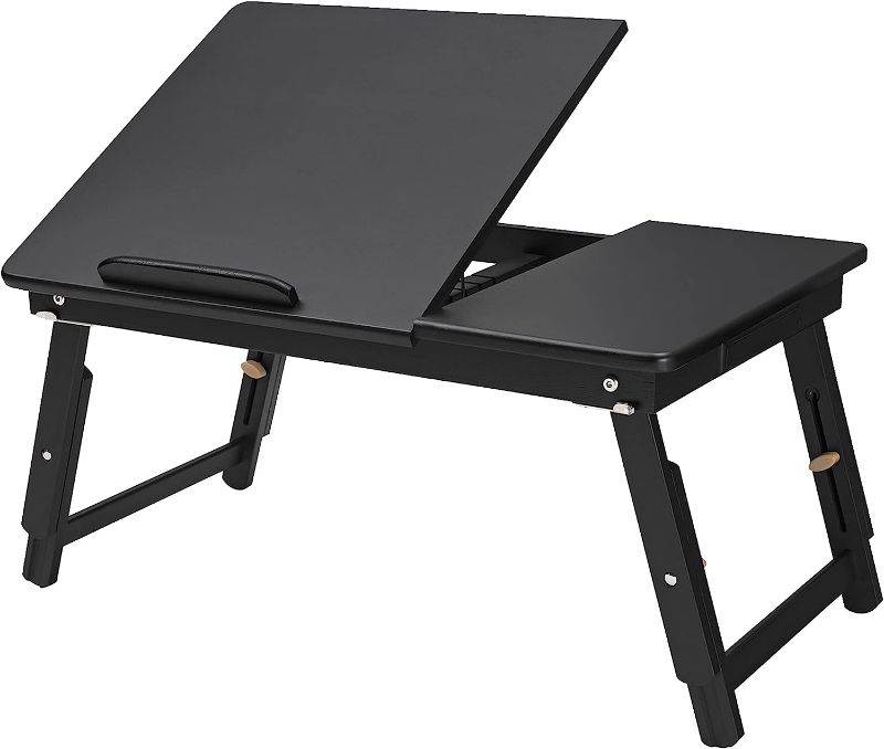 Photo 1 of SONGMICS Laptop Desk for Bed Sofa with Adjustable Tilting Top,100% Bamboo Black ULLD01BK
