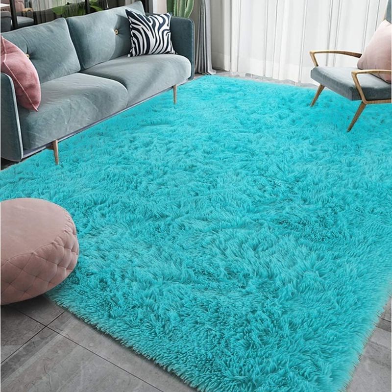 Photo 1 of 6X9 Teal Area Rugs for Living Room Super Soft Floor Fluffy Carpet Natural Comfy Thick Fur Mat Princess Girls Room Rug
