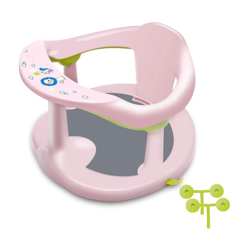 Photo 1 of Baby Bath Seat for Babies 6 Months & Up/Integrated Non-Slip Mat/Infant Bath Seat Ring for Sitting Up in The Tub with Suction Cups (Pink)
