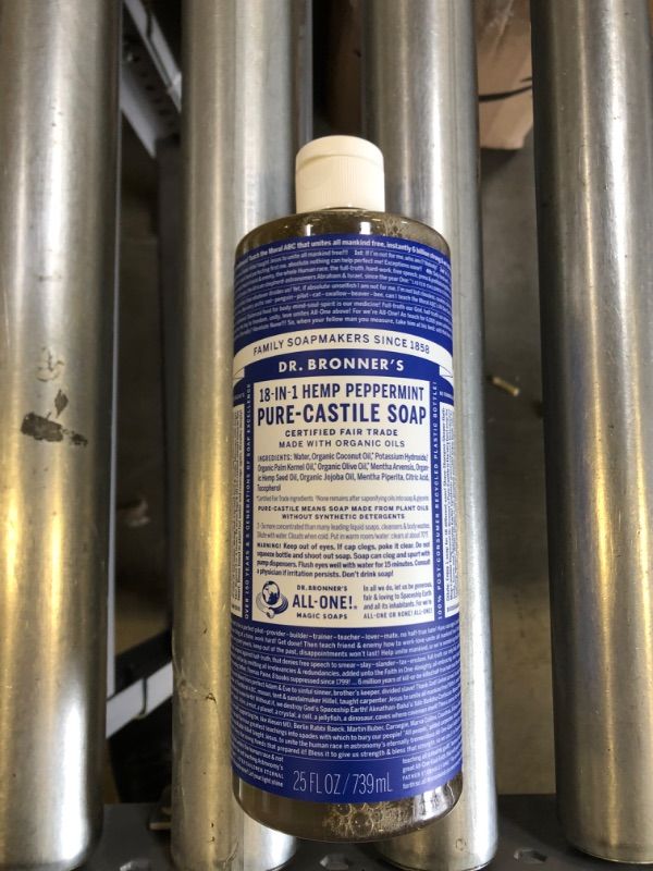 Photo 2 of Dr. Bronner's Dr. Bronner Hemp Peppermint Pure Castile Oil Made with Organic Oils Certified - 25 Oz, 1count Peppermint 25 Fl Oz (Pack of 1)