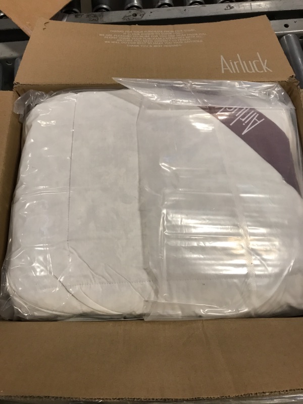 Photo 3 of Airluck Luxury Feather Down Comforter King Size,Medium Warm All Seasons Duvet Insert Filling with 60oz Greyduck Feather and Down,Ultra-Soft Down Proof Cotton Cover with Corner Tabs(Solid White) White King-All Season