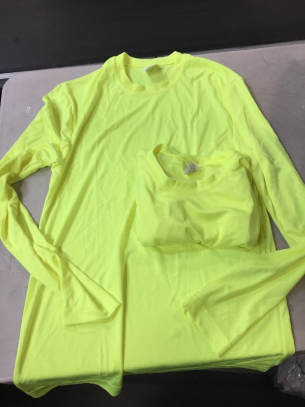 Photo 1 of 2 PCK LONG SLEEVE COOL DRI SHIRT NEON YELLOW SMALL